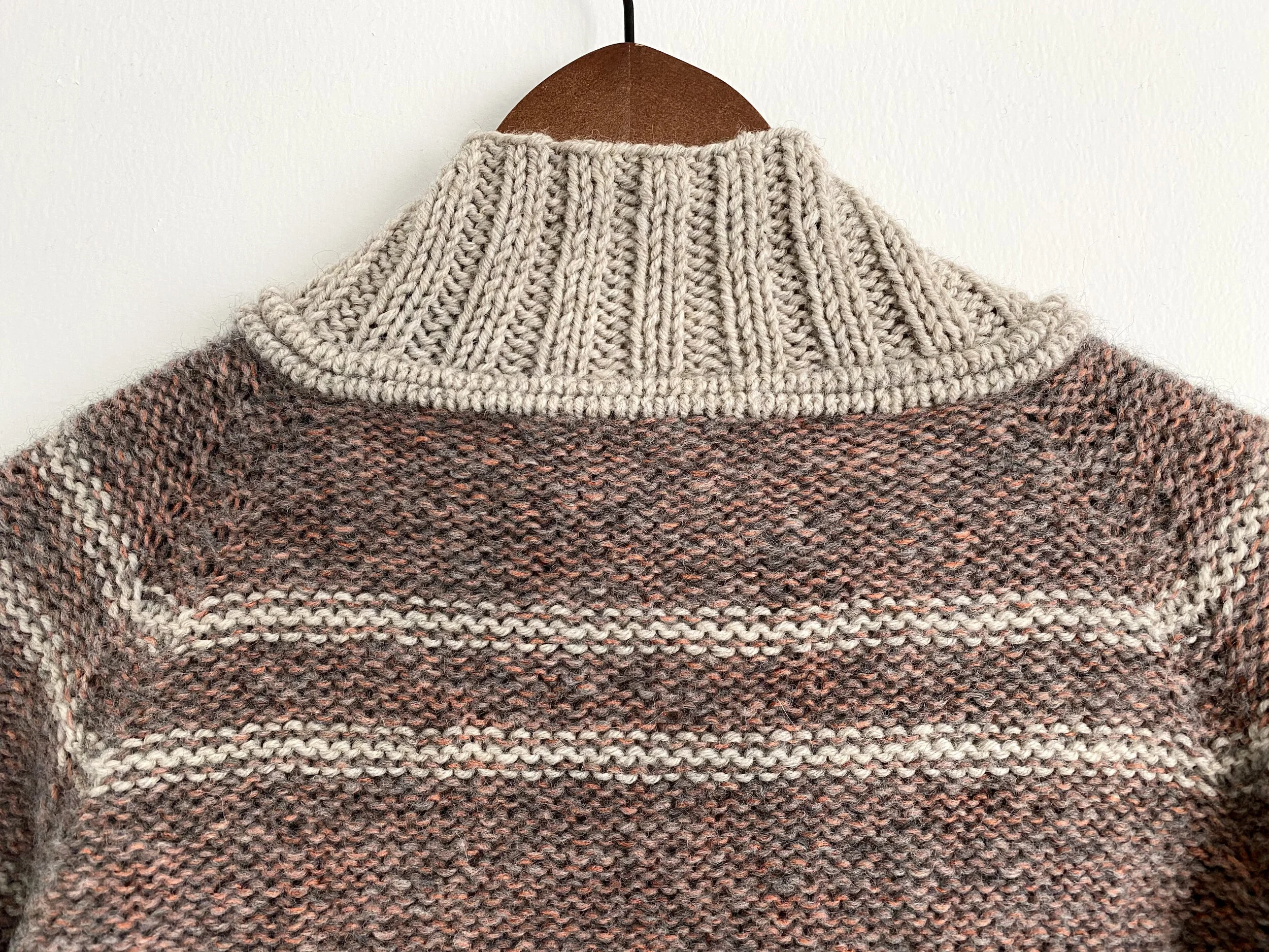 Close up of collar welts on Synthesis Cardigan, before embroidery.