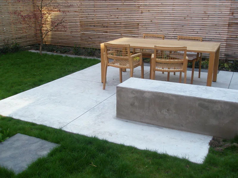 Custom concerete bench and patio