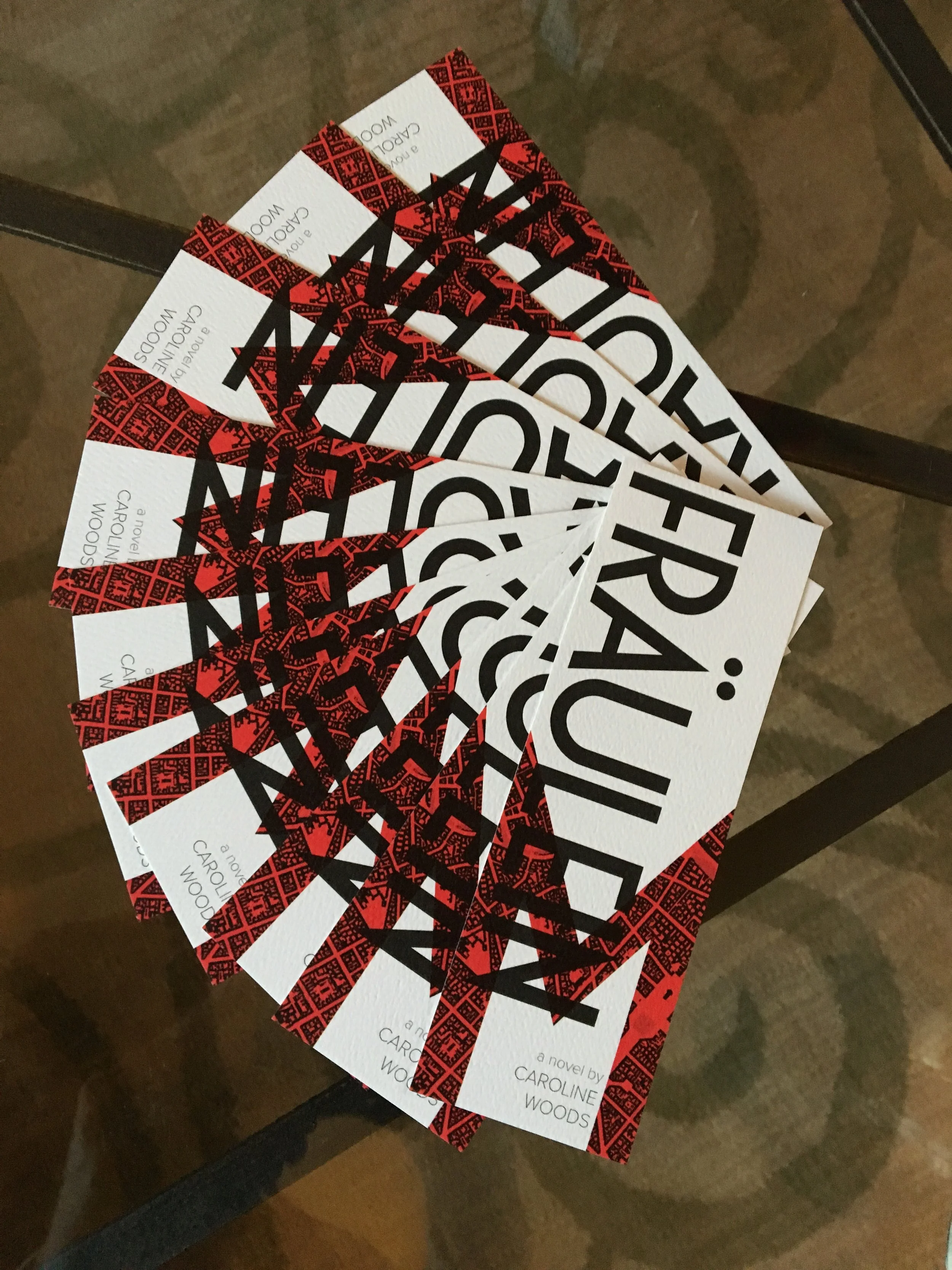 A display of the gorgeous bookmarks my husband designed for me.