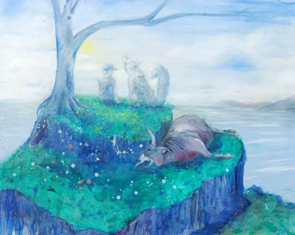 boy and his wolf, on cliffs edge.jpg