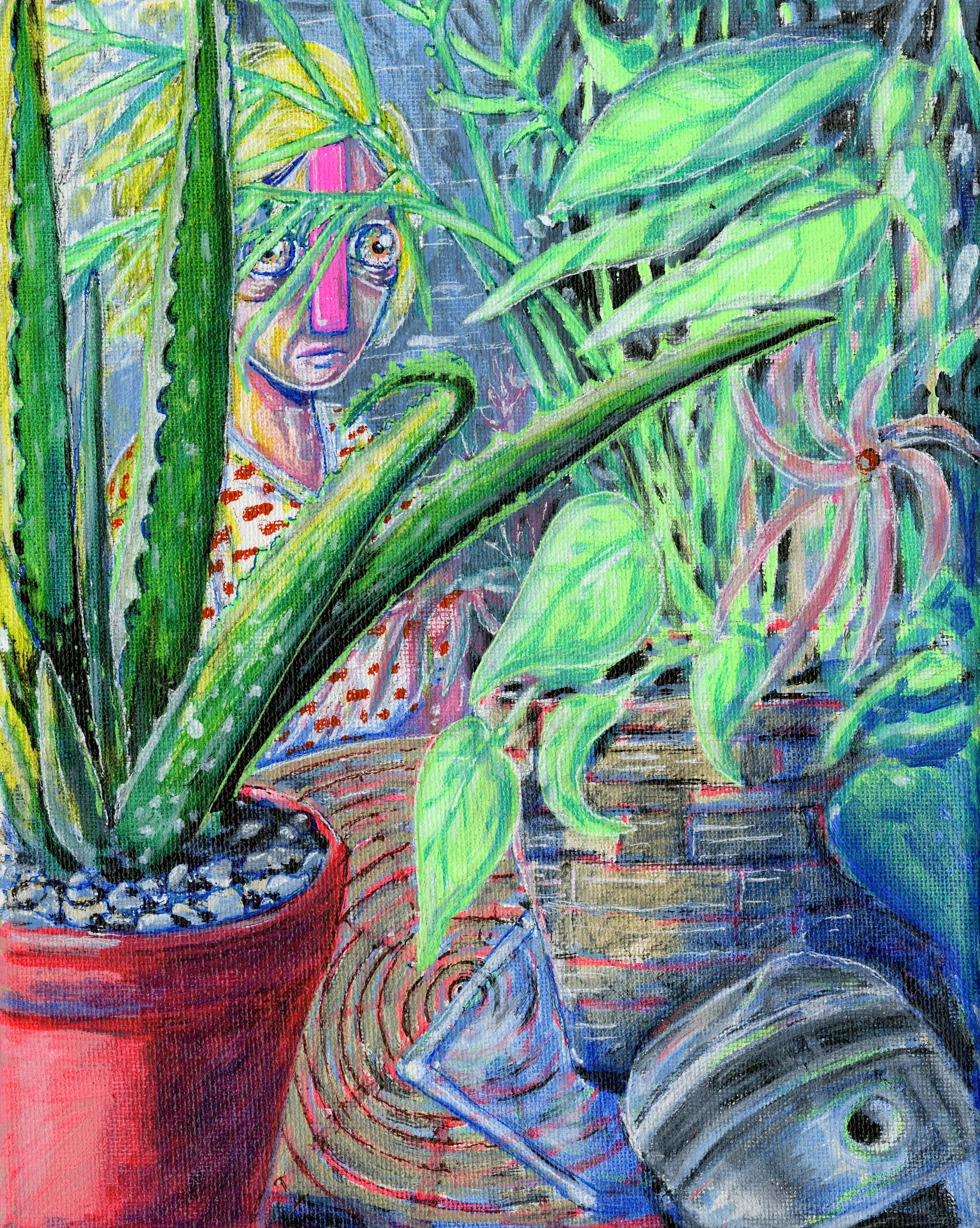 Behind the Plants 8x10 Acrylic on Canvas.jpg