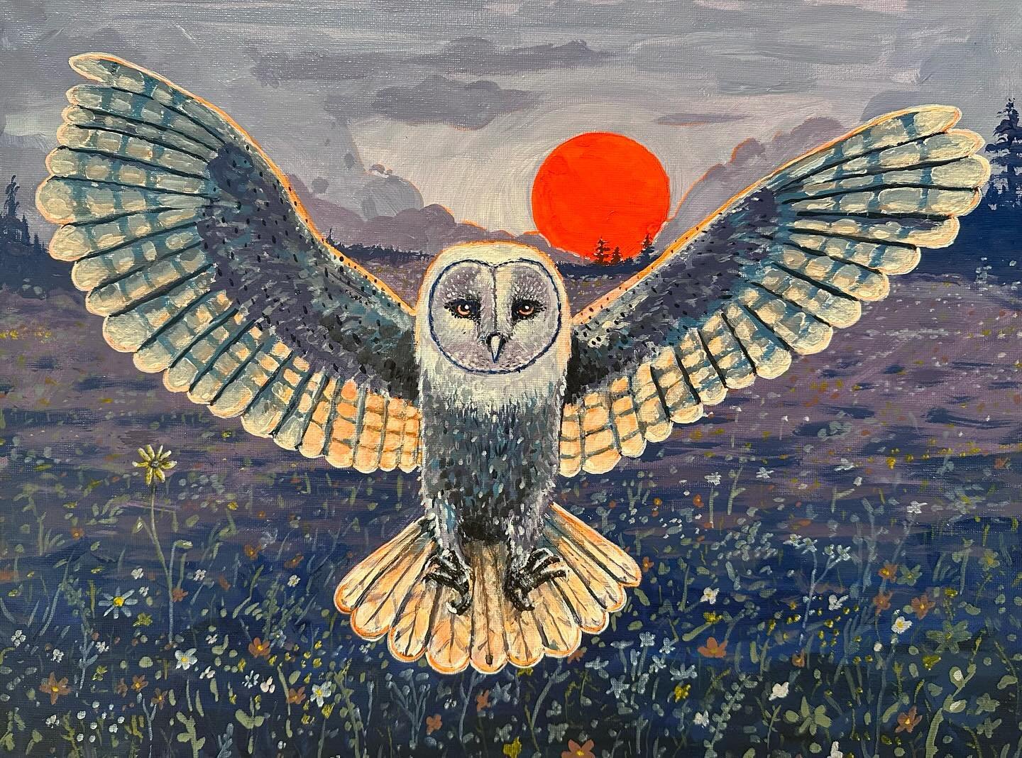 North American Barn Owl 12x16 Acrylic on canvas