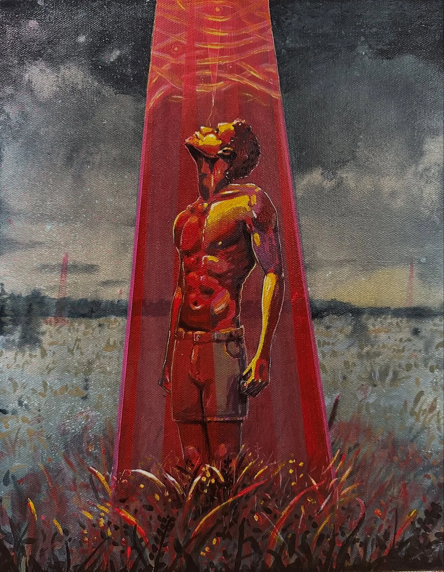 Waiting to be Sucked off, 11x14 Acrylic and spray paint on canvas. #contemparyart #art