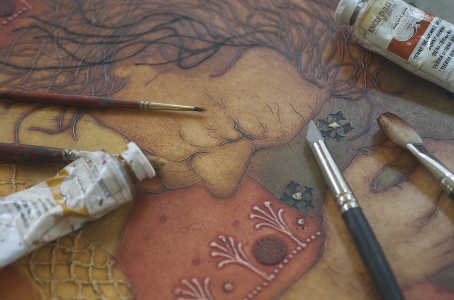 Getting ready to ink the plate!