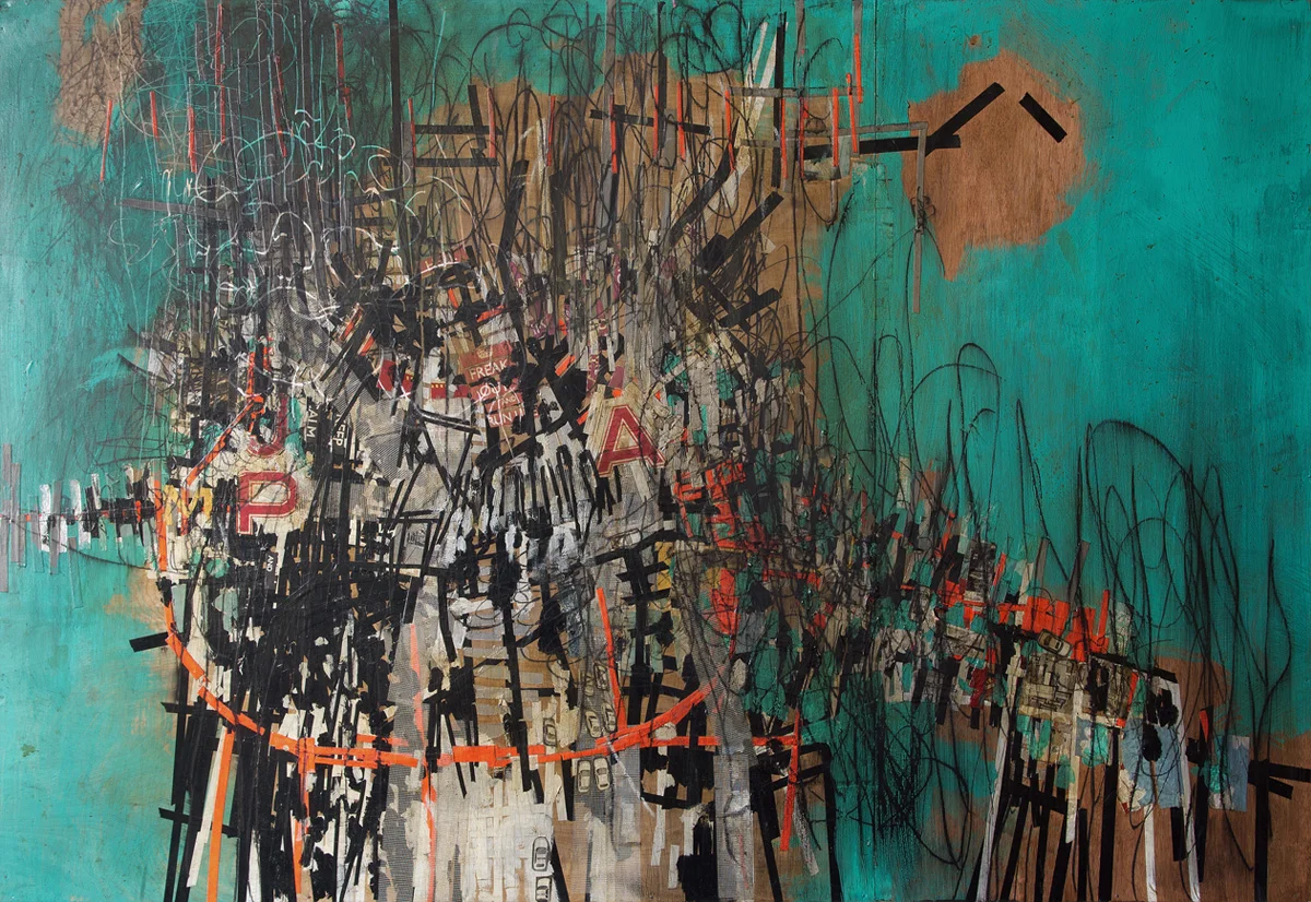 POPY acrylic and collage on wood 1.21 X 1.82 meters -2012