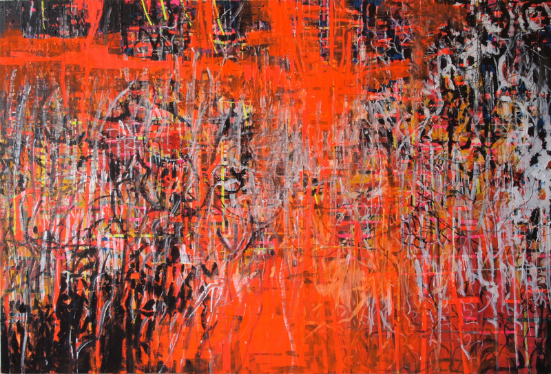 orange city acrylic & collage on wood -1.21 X 1.82 meters- 2012