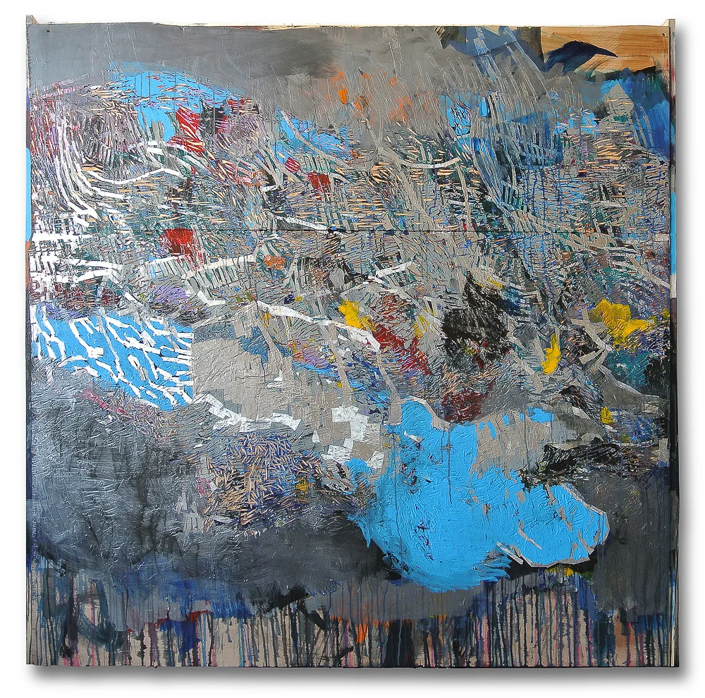 I promised some blue ,        acrylic  collage  & carving  on wood 1.82 X 1.82 meters -2014