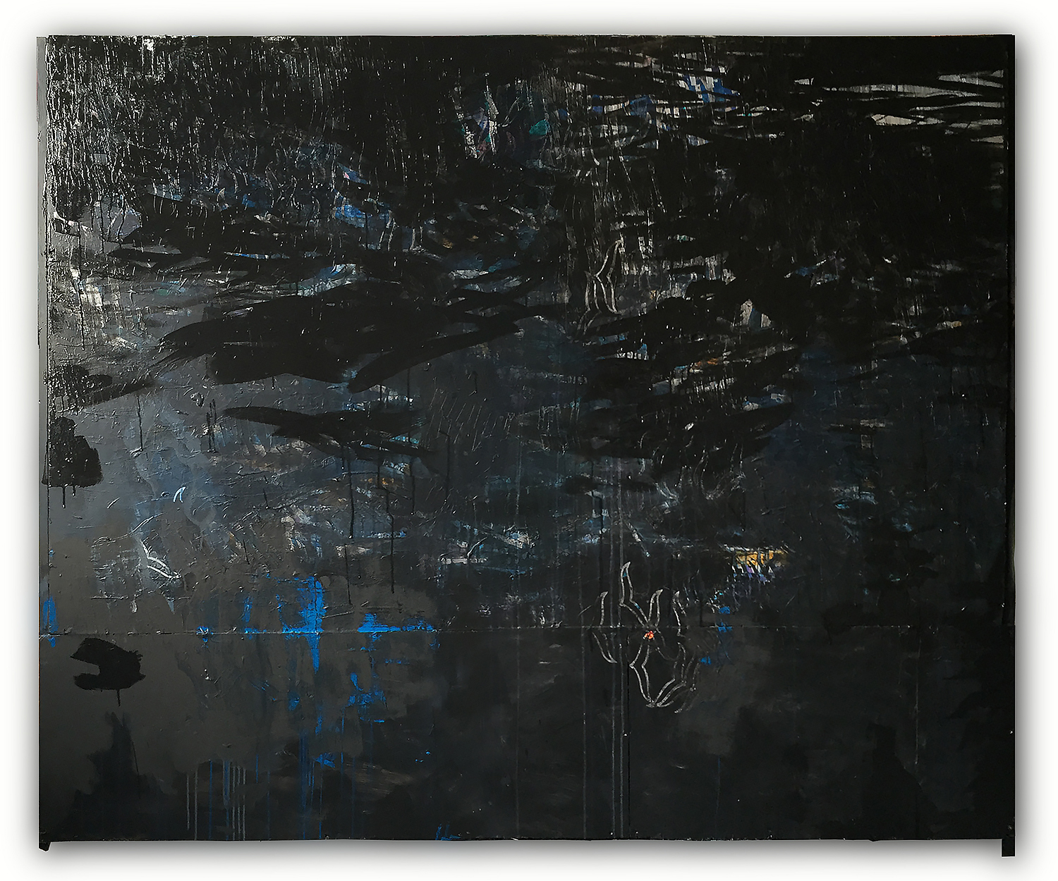 "black metal" , acrylic collage & carving on wood 1.65 X 2.03 meters -2015