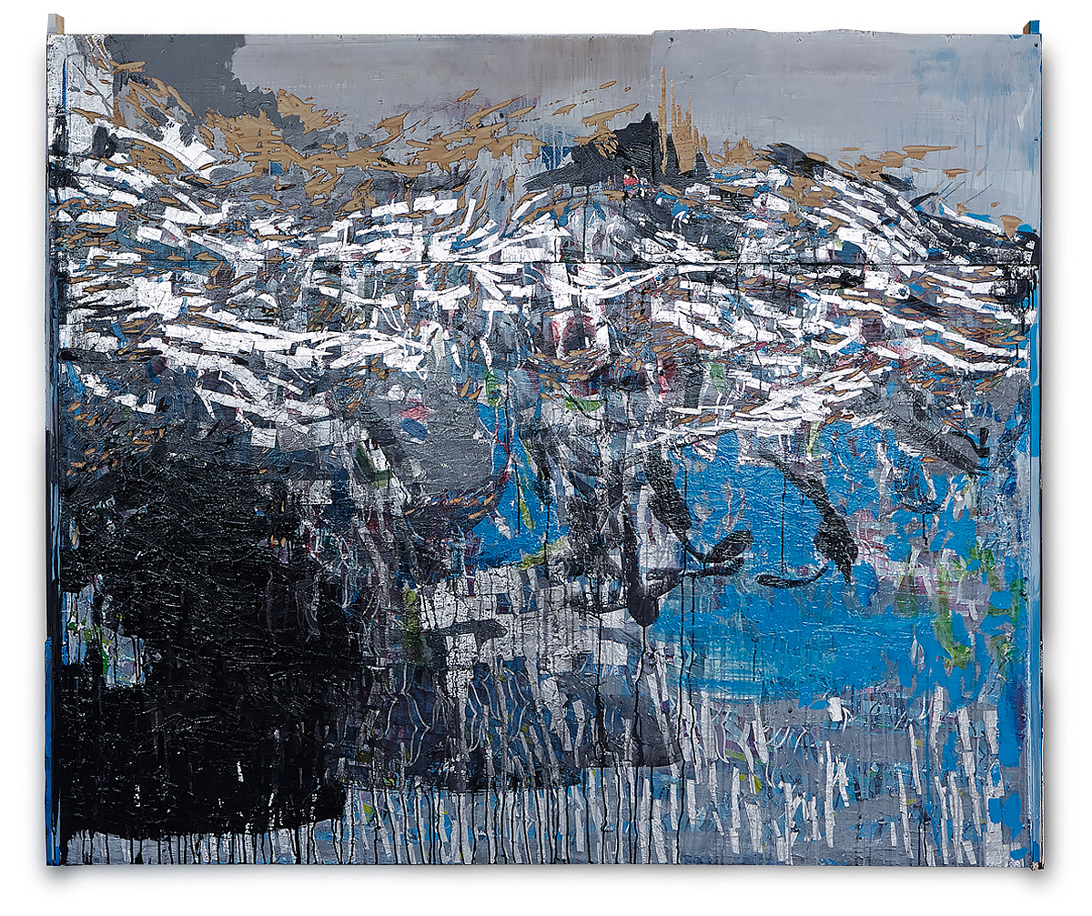 "Tokyo" , acrylic collage & carving on wood 1.65 X 2.03 meters -2015