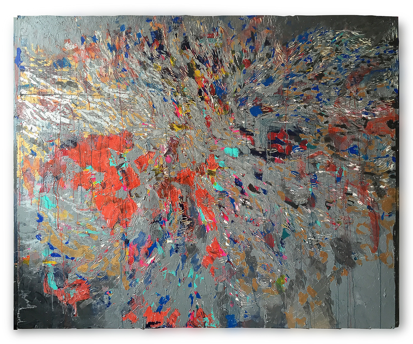 "solar " , acrylic collage & carving on wood 1.76 X 1.9 meters -2015