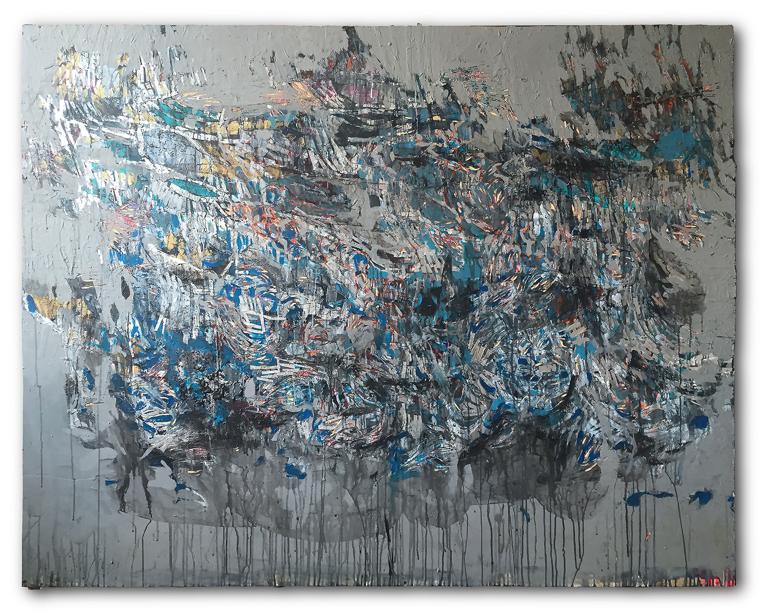 "Fin de serie " , acrylic collage & carving on wood 1.65 X 2.03 meters -2015