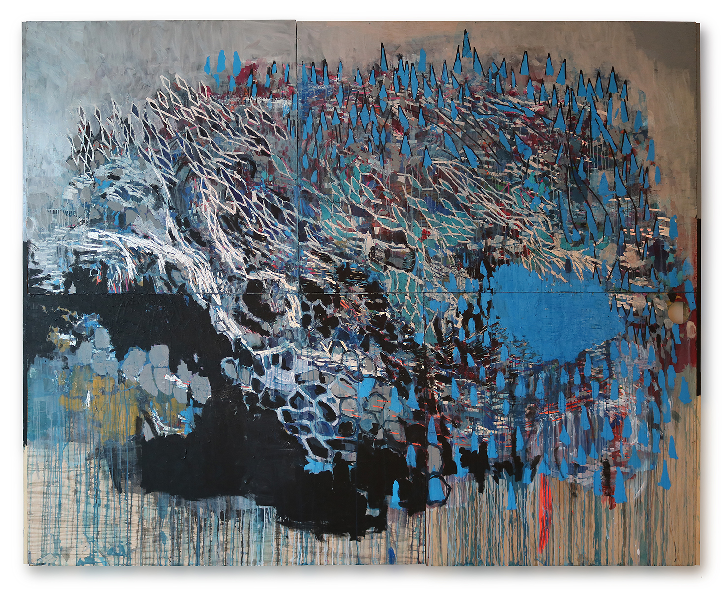 " Catch the beast" acrylic on wood & carving 2.40 X 3 meters -2016