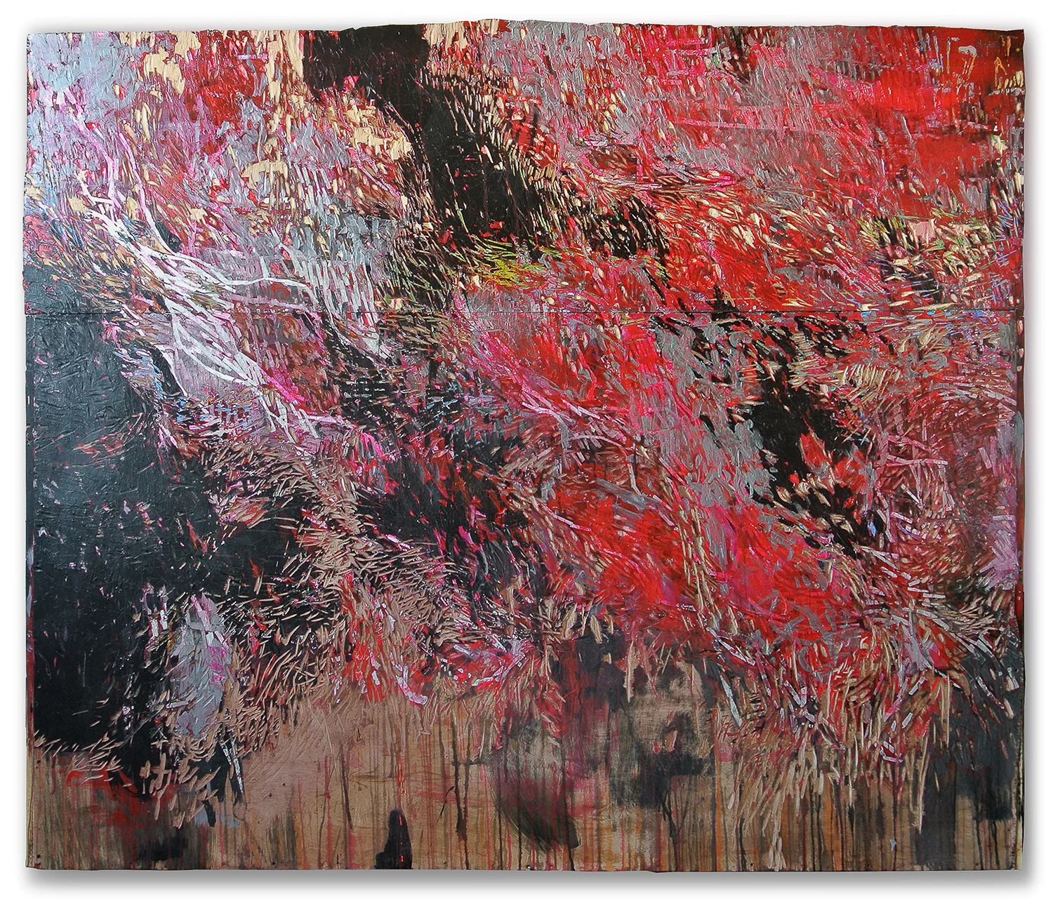 "this is not pink" acrylic collage & carving on wood 1.81 X 2.10 meters -2014