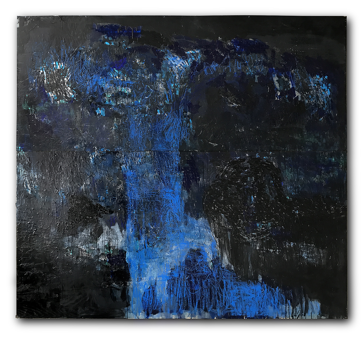 "blue explosion" acrylic on wood & carving 1.76 X 1.9 meters -2017