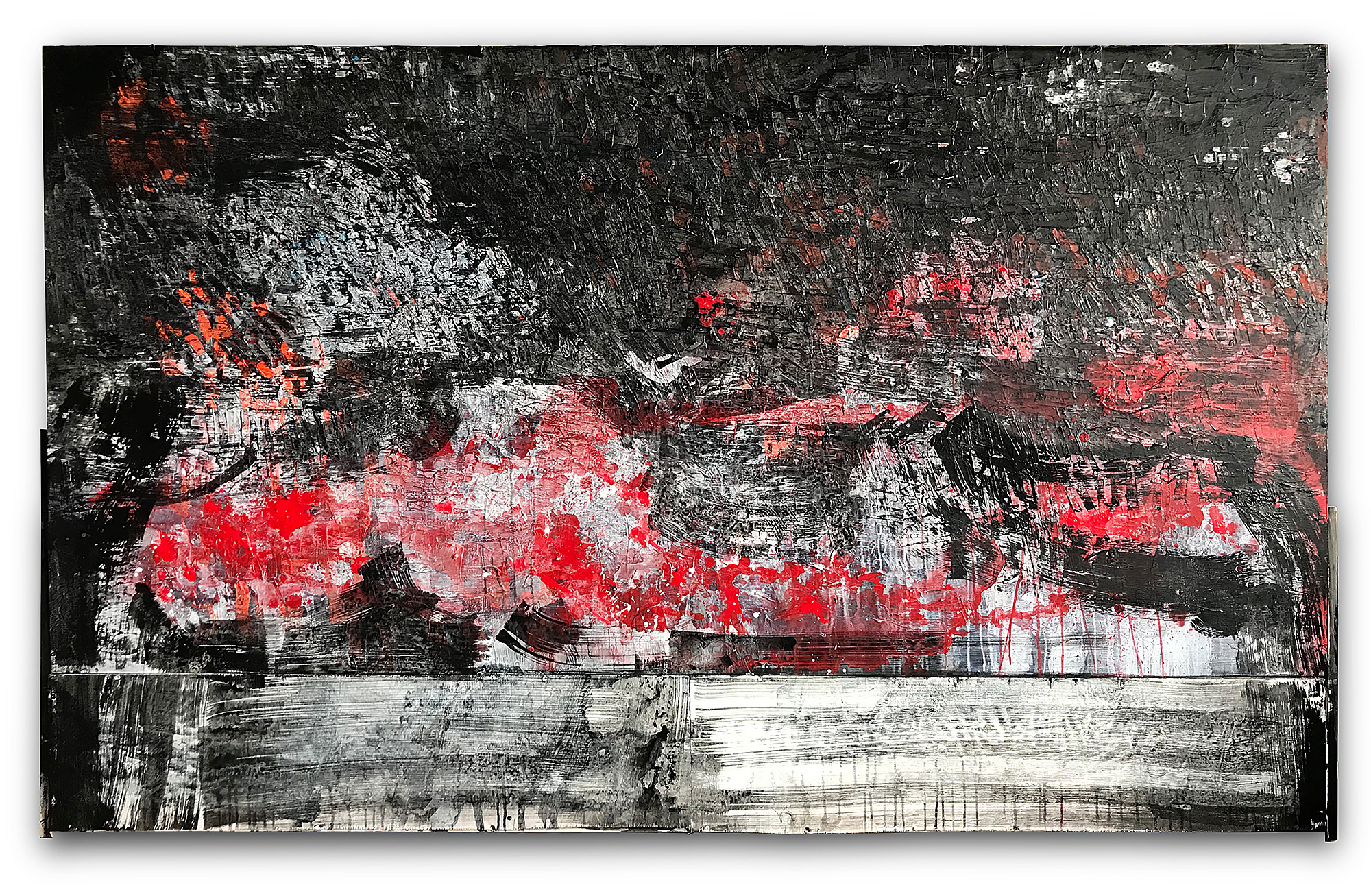 " CAREFUL WITH THAT AXE " wood, metal & acrylic 2.43 X 1.52 meters -2018