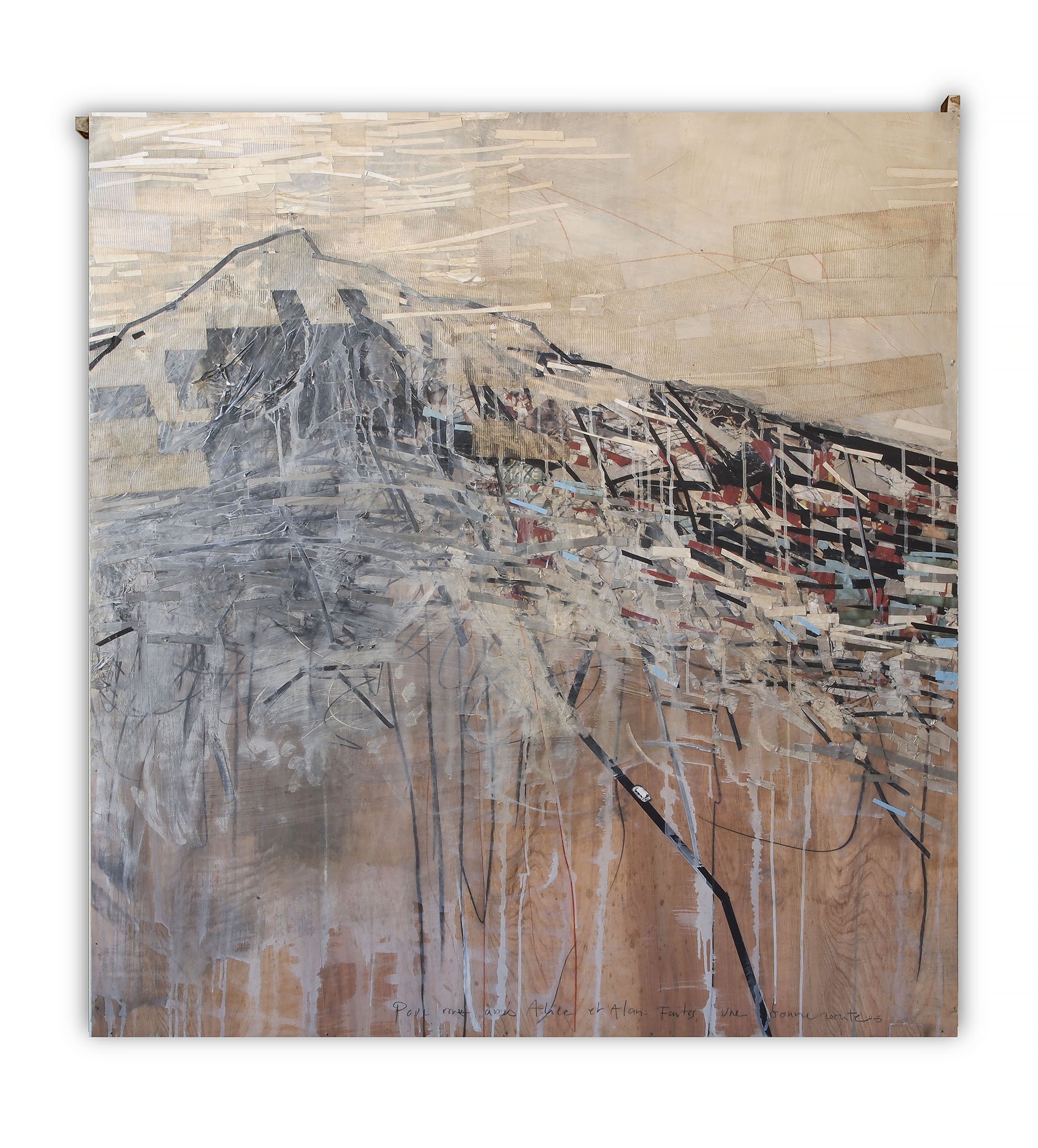 BONNE ROUTE acrylic and collage on wood 1.21 X 1.21 meters -2012
