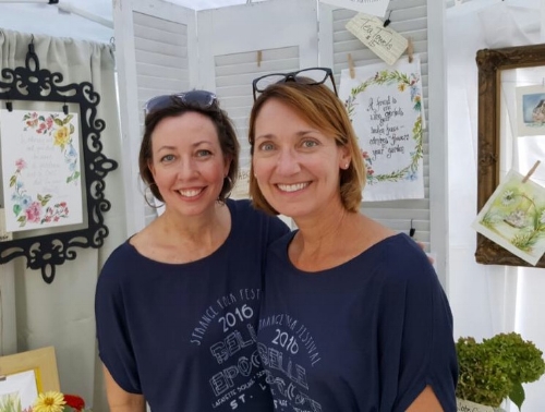 I'm on the left and my Kansas City cheerleader, helper, idea maker, Bloody Mary deliverer and dearest friend Cara is to the right.