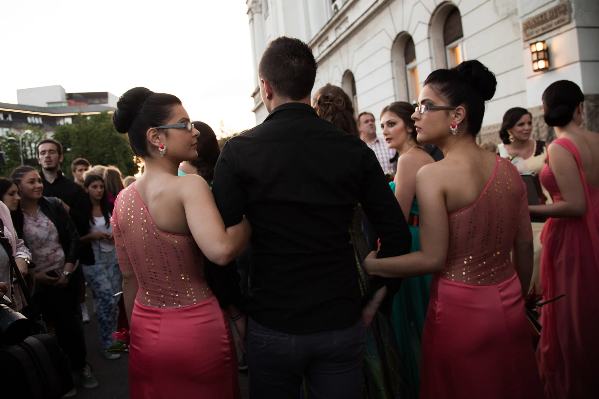 Youths take photos and walk through Banja Luka before a high school prom. After graduating from high school, Bosnian youths are faced with a 60% unemployment rate, and many of whom linger for years after graduating, unable to find employment.