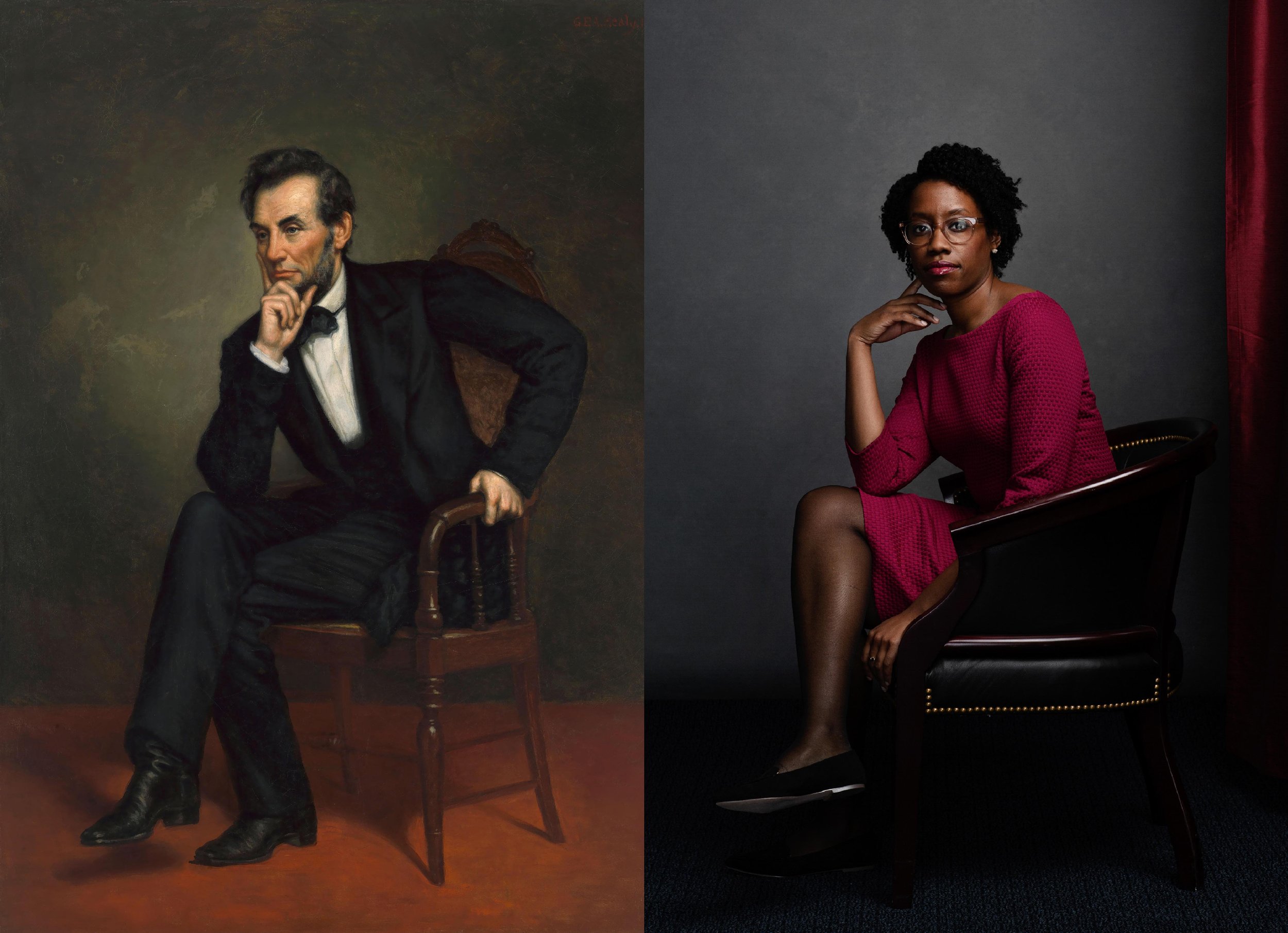  Abraham Lincoln, the 16th president of the United States, painted by George Healy; Lauren Underwood (D-IL), elected in 2018, is the youngest black woman to ever serve in Congress, and the first black woman to represent the 14th congressional distric