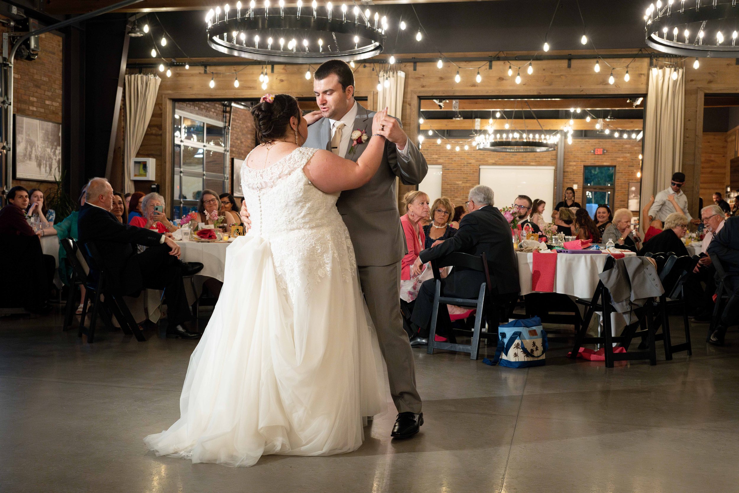 bride and groom dancing