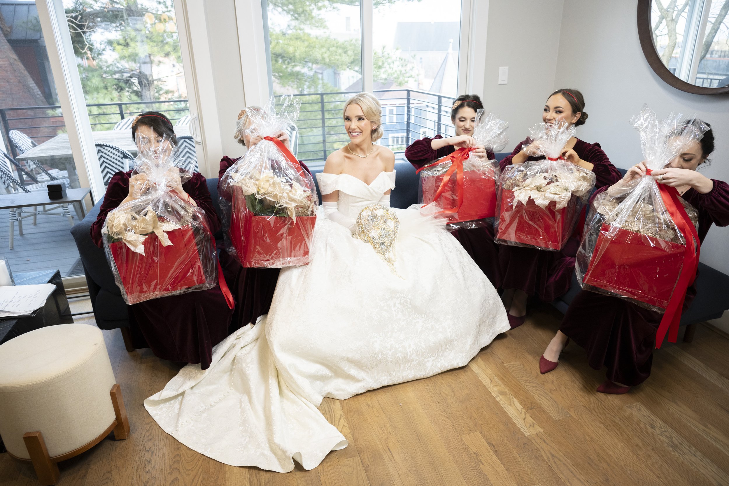 bride and bridesmaids at the monastery guest house b&b