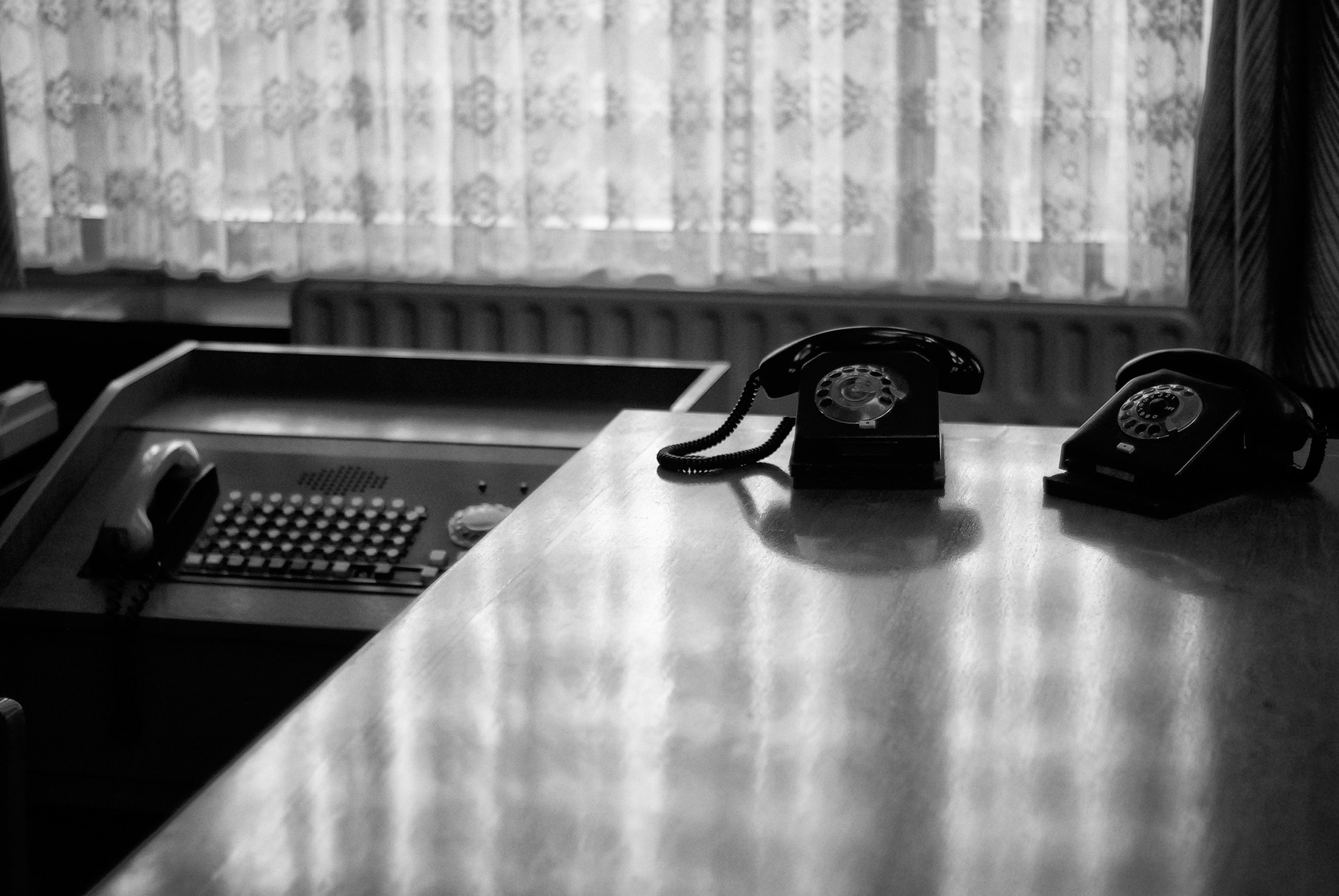 STASI LEADER Telephones sit bathed in afternoon sunlight on the former desk of Stasi minister Erich Mielke. It was from this office the man, considered to be the most powerful in East Germany, ordered the arrests, kidnappings, tortures and murders of thousands of German citizens.
