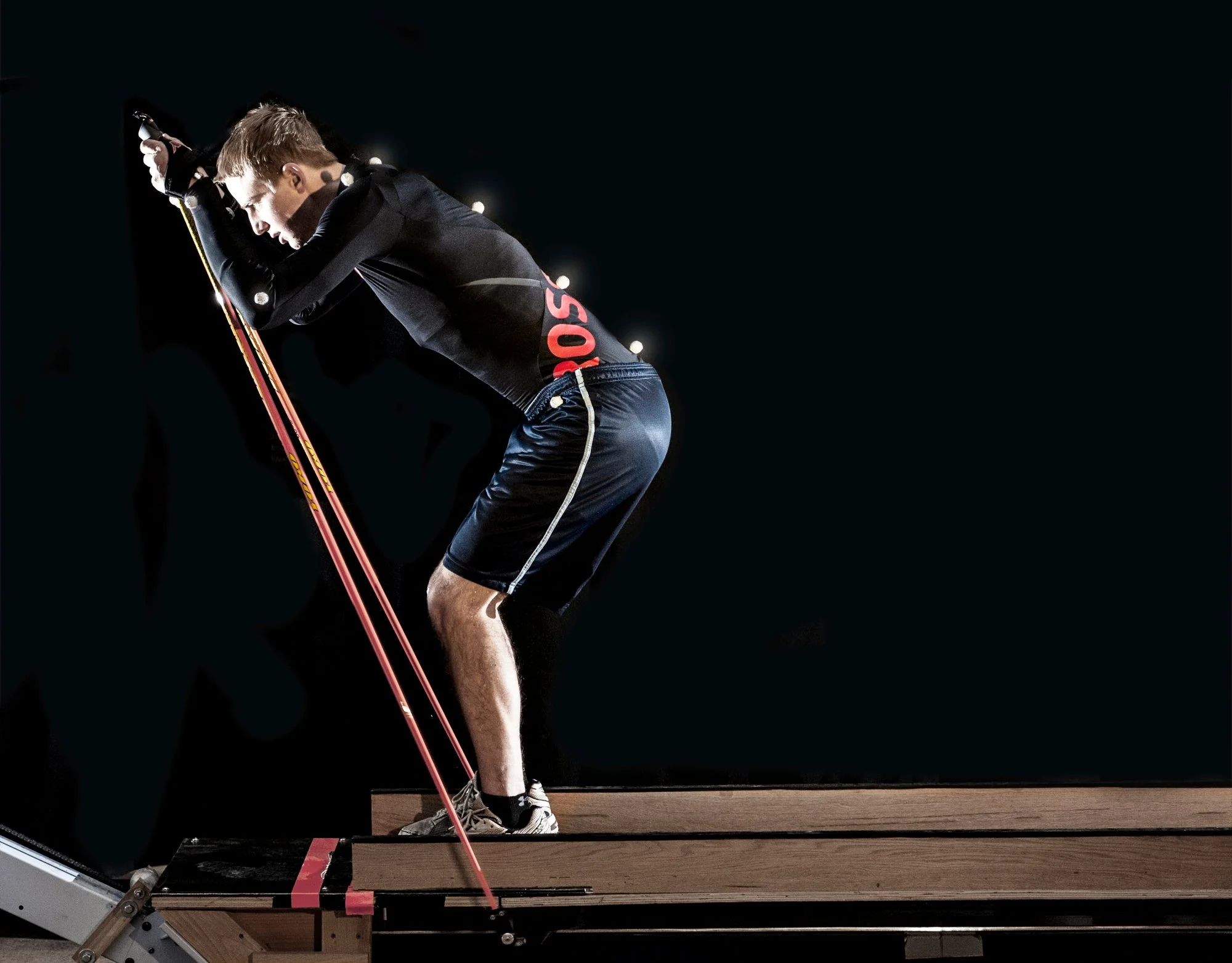  An NCAA ski athlete participates in a human performance study at Montana State University. 