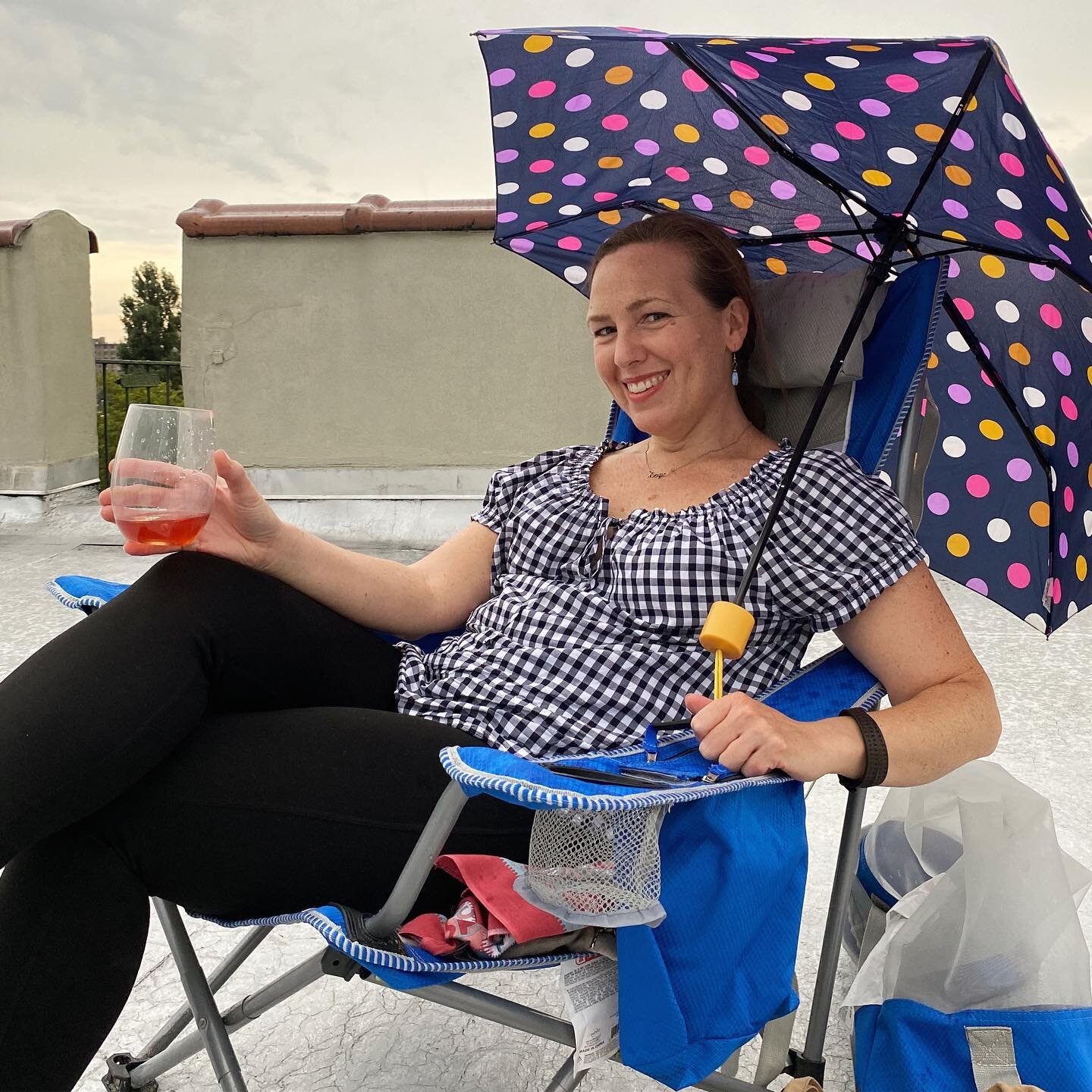 Amy &amp; I drank wine on my roof tonight in the rain which was pandemic life at its finest. She took a picture of me with her fancy new phone - maybe my official 2020 portrait.