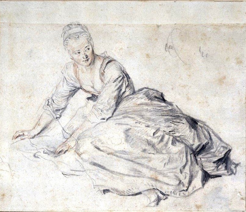 Jean-Antoine Watteau, Young Woman Seated on the Ground