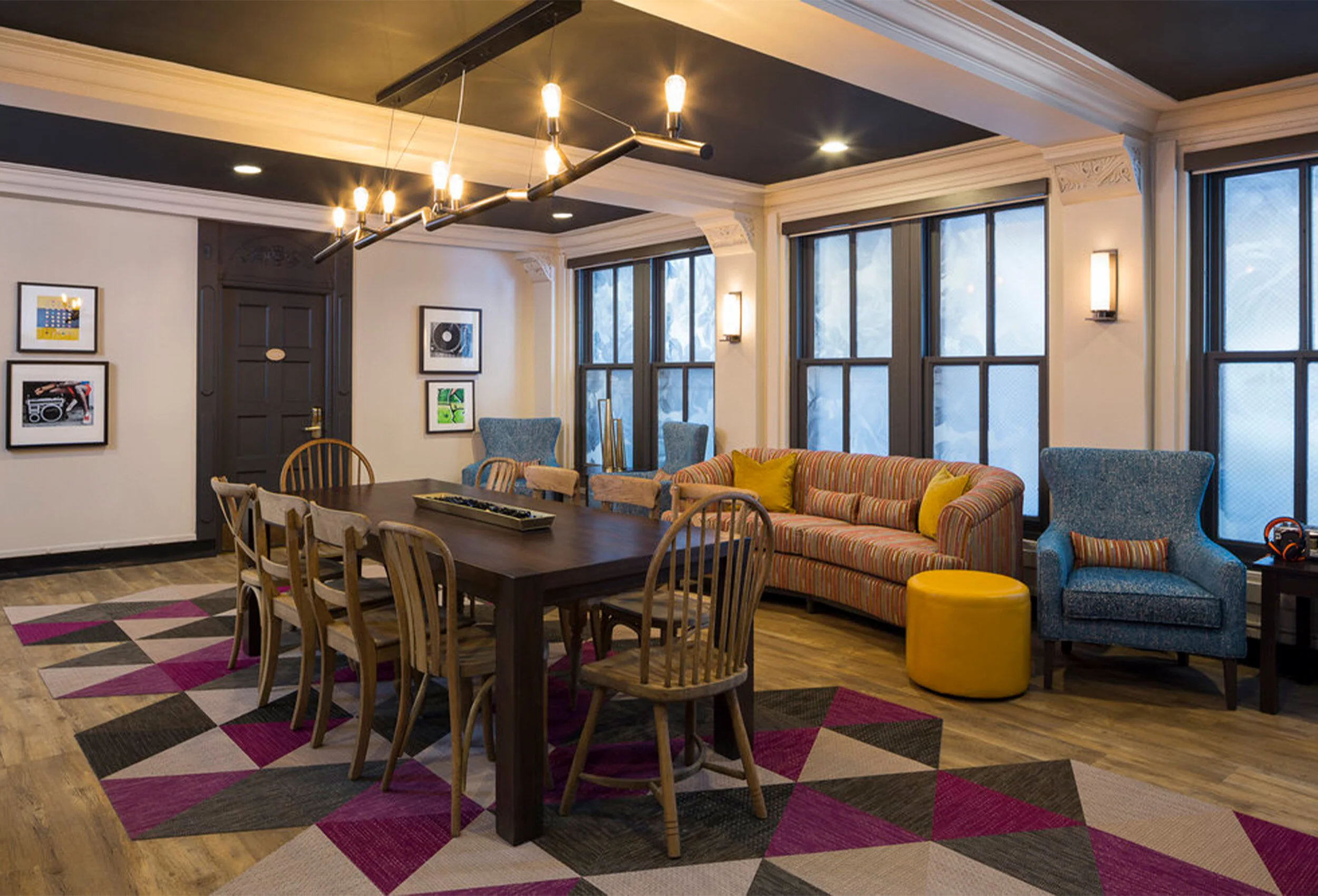 record and vinyl artwork - hotel lounge