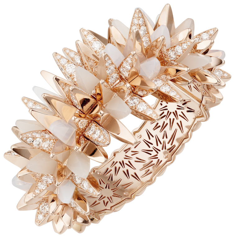 Les Galaxies de Catier Armband - Rotgold – Diamanten, Mondstein – Milchquarz
