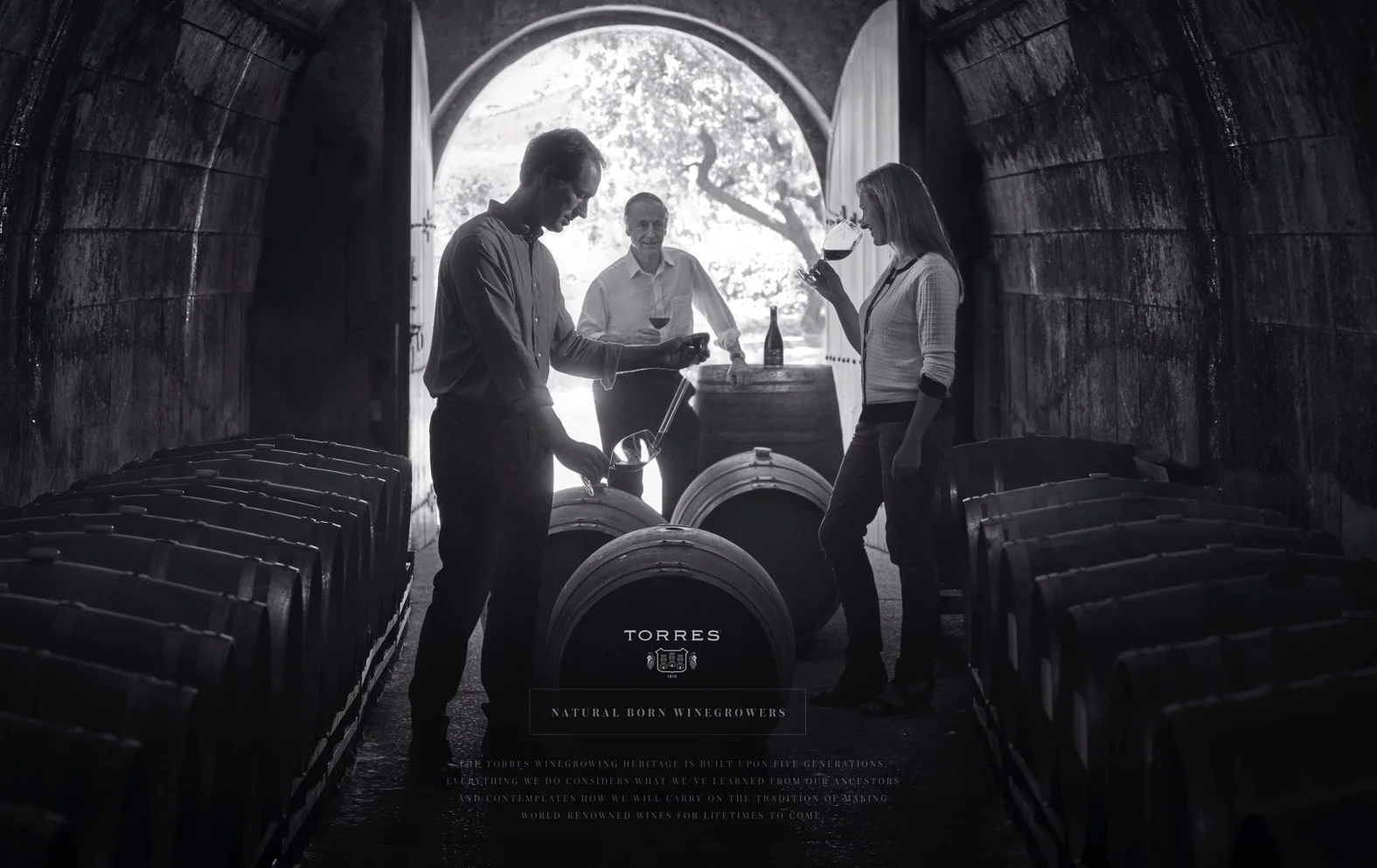   Client:  TORRES   Agency:  DAF ( Chile)  Worldwide campaign "Wine Growing Legacy"  Father, son and daughter from TORRES family.   Location:  Vilagranca del Penedès, Barcelona. 