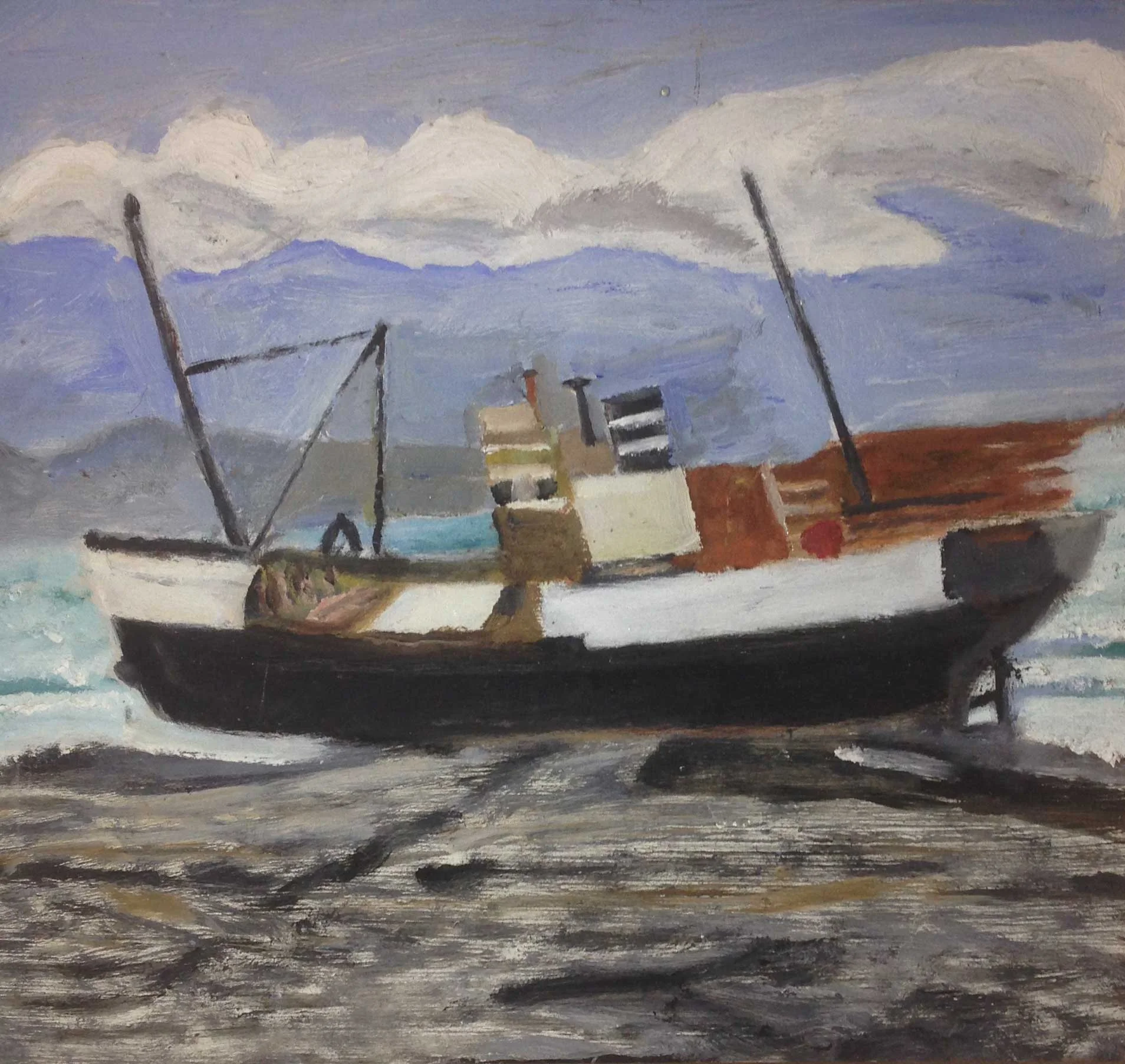 Painting of MV Norholmen, artist unknown