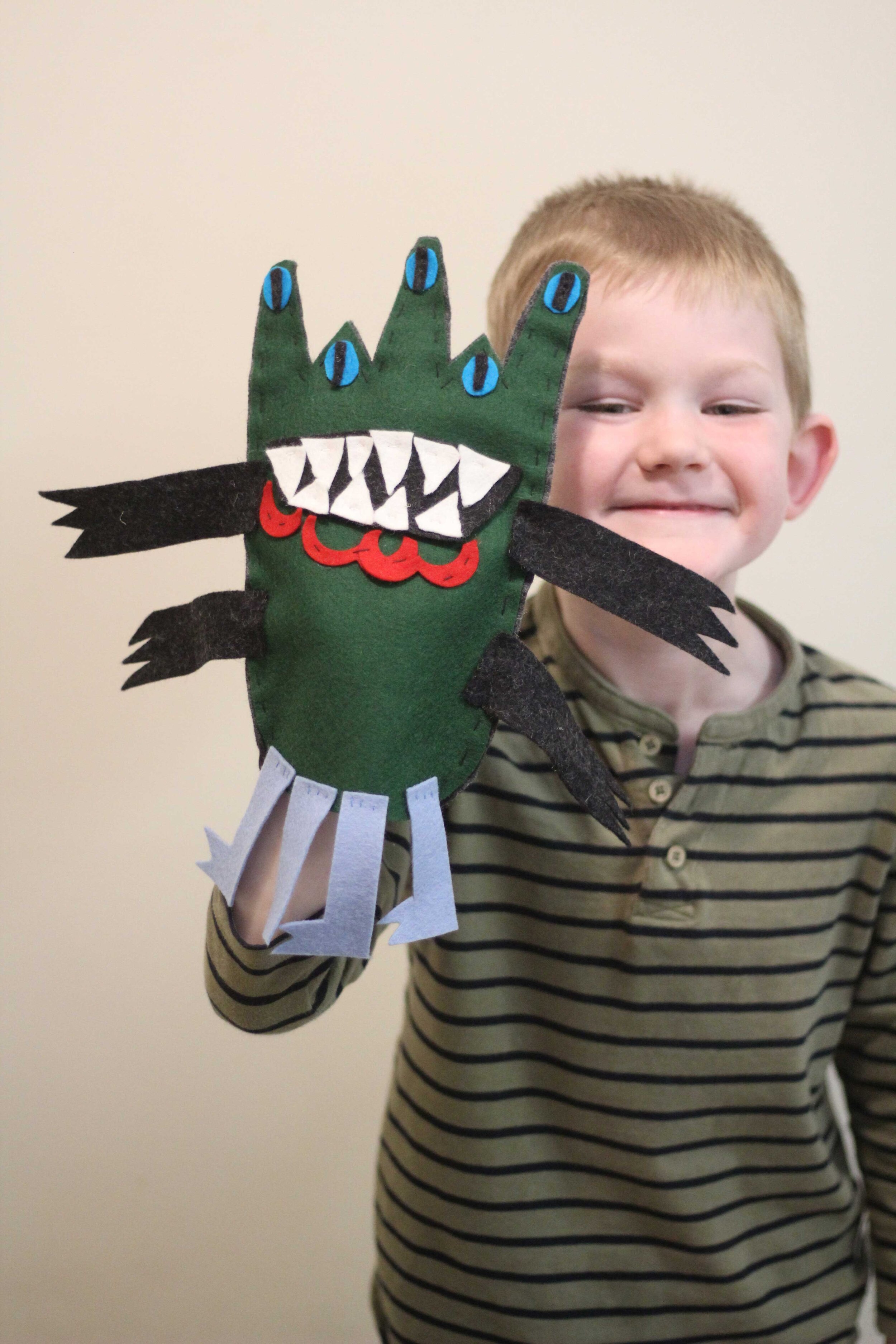 ‘Mr Scary’ the Felt Monster Puppet by Oskar Thompson age 5