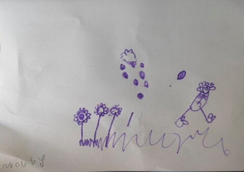 A self portrait of Molly dancing in the rain by Molly Firth age 4