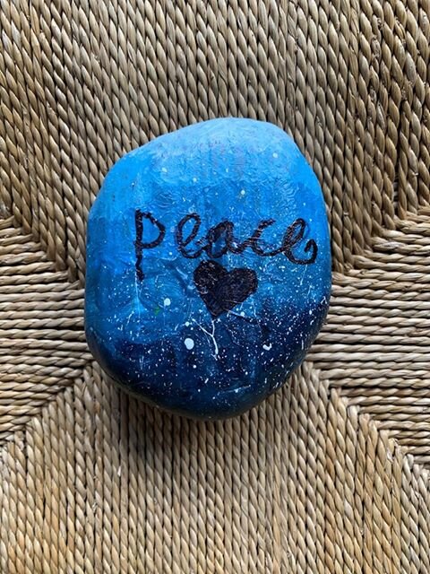 Decorated stone by Ruby Clark age 9