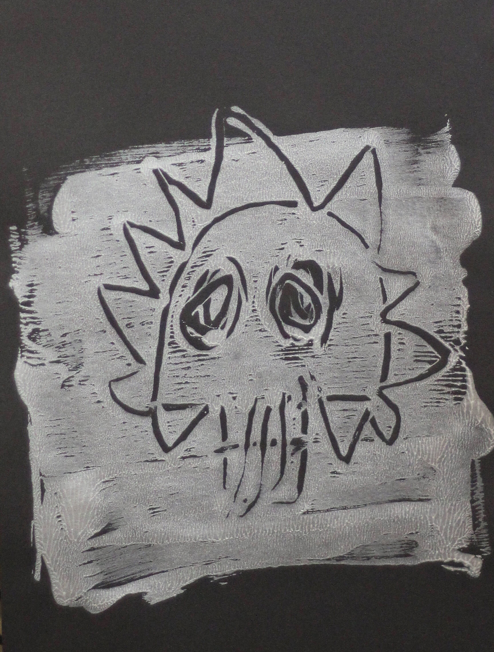 Flaming Skull Monoprint by Oskar Thompson age 5