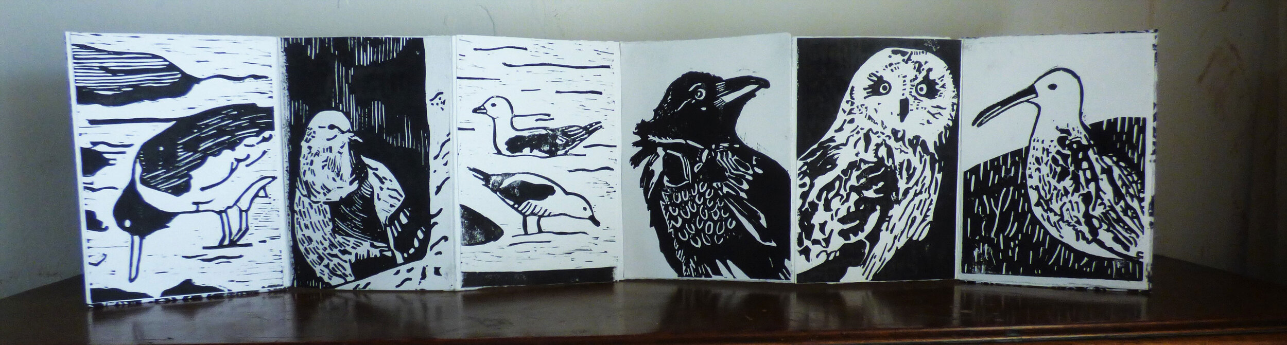 Linocut birds by Louise Fraser age 17