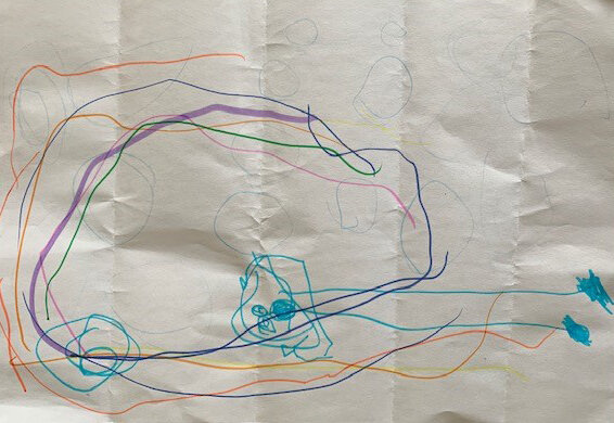 Mummy running under a rainbow by Aria MacPherson aged 3