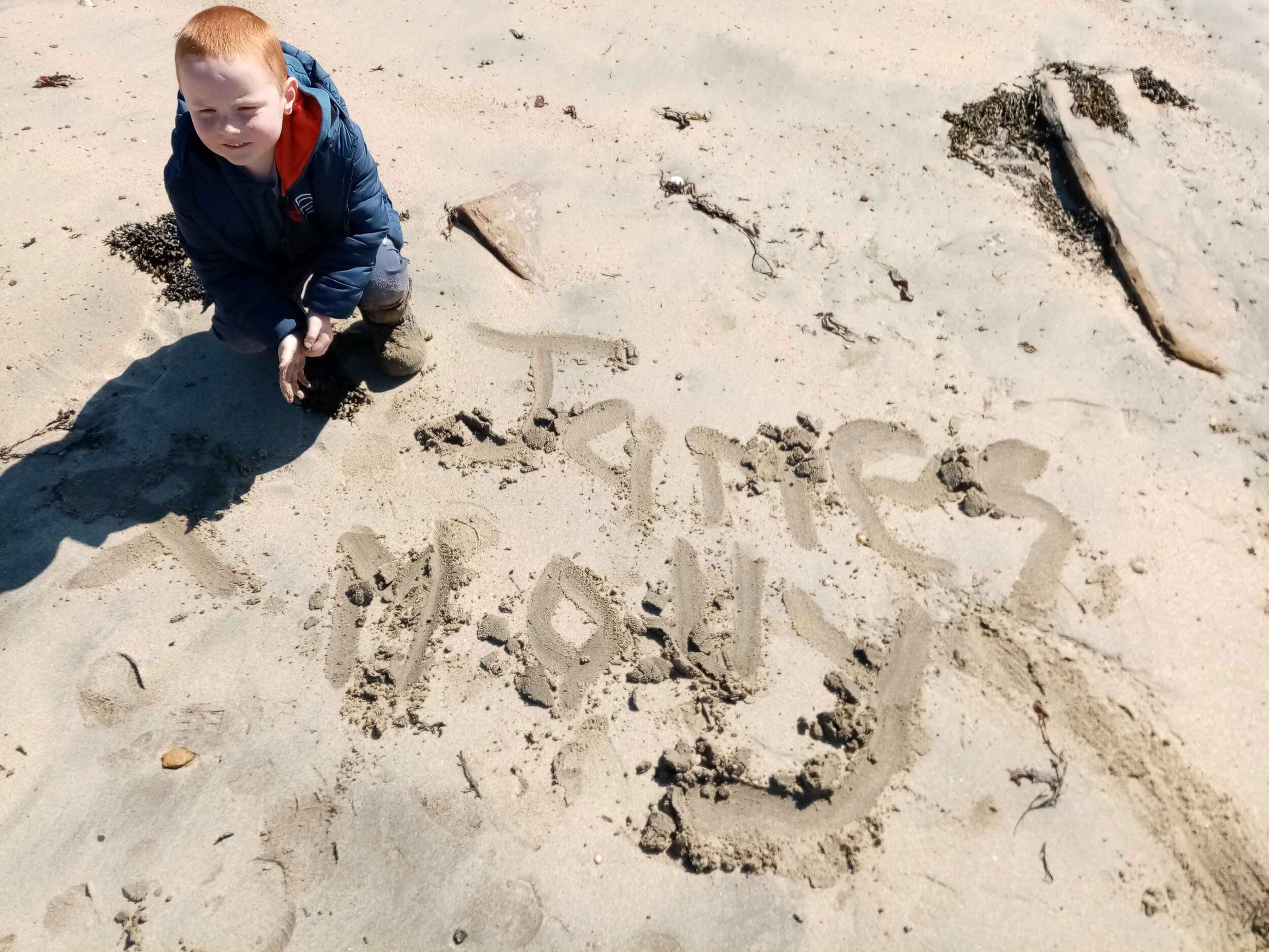 Names in the sand by James Anderson age 5