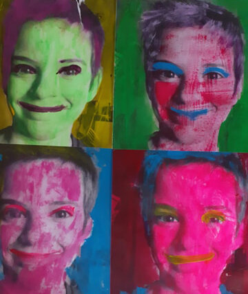 Self portrait in the style of Andy Warhol by Howard McQuaid age 9