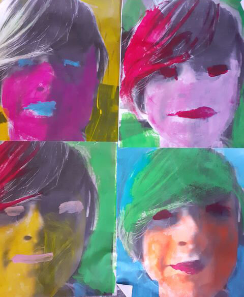 Self portrait in the style of Andy Warhol  by Elizabeth McQuaid age 8