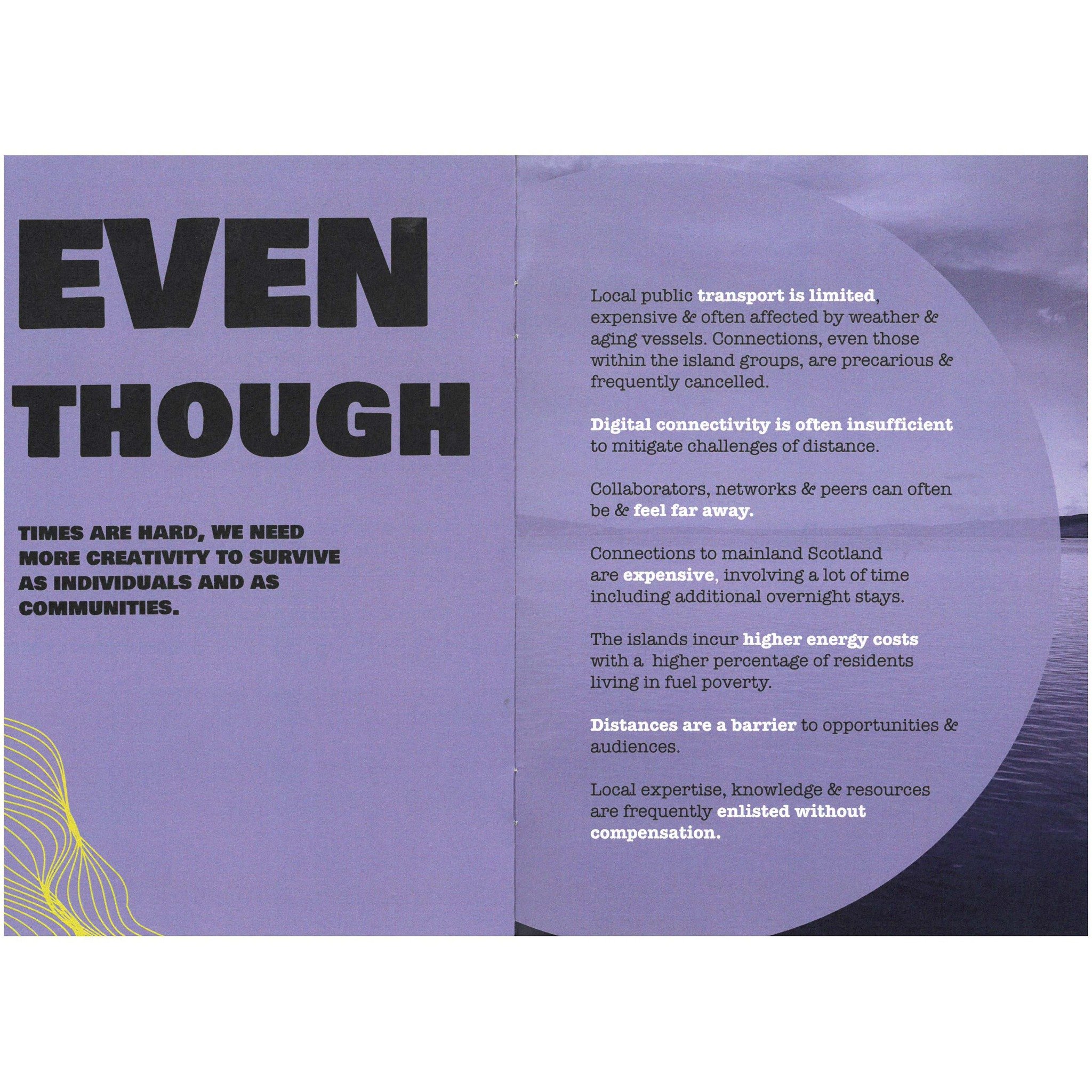 On Tuesday (16 July) at 11am there will be a free Online Information Session to discuss the EVEN HERE EVEN NOW Legacy Open Call.
 
Led by Kathryn Gordon, this session will provide an overview of the five new roles within the &lsquo;Even Here, Even No