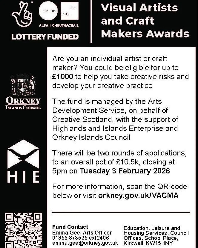 The deadline for applications for the second round of the Visual Artists and Craft Makers Award (VACMA)  is Tuesday 3 February 2026.  There is &pound;4,000 for disbursal at the next round. Link in bio for details

#VACMA