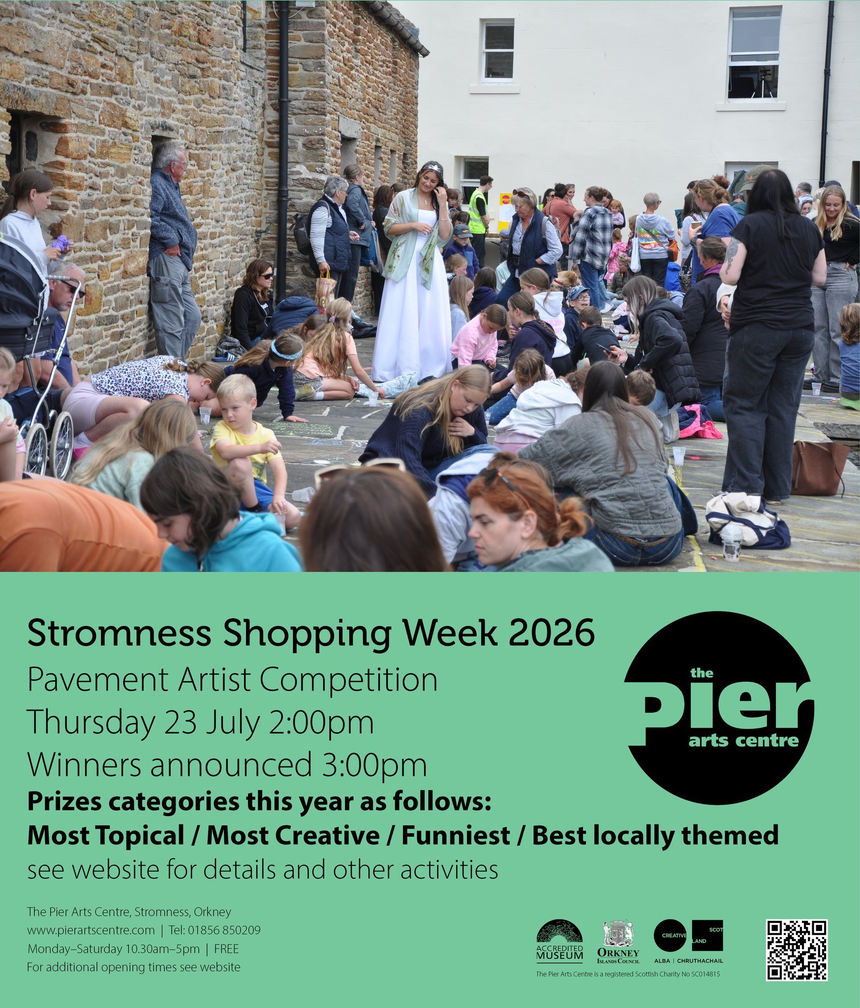 Six days to go until this year's Pavement Artist Competition for @stromnessshoppingweek 

Weather permitting it will take place on Thursday 23 July, 2pm with the winners announced at 3pm. This year, we have the following prize categories:
MOST TOPICA