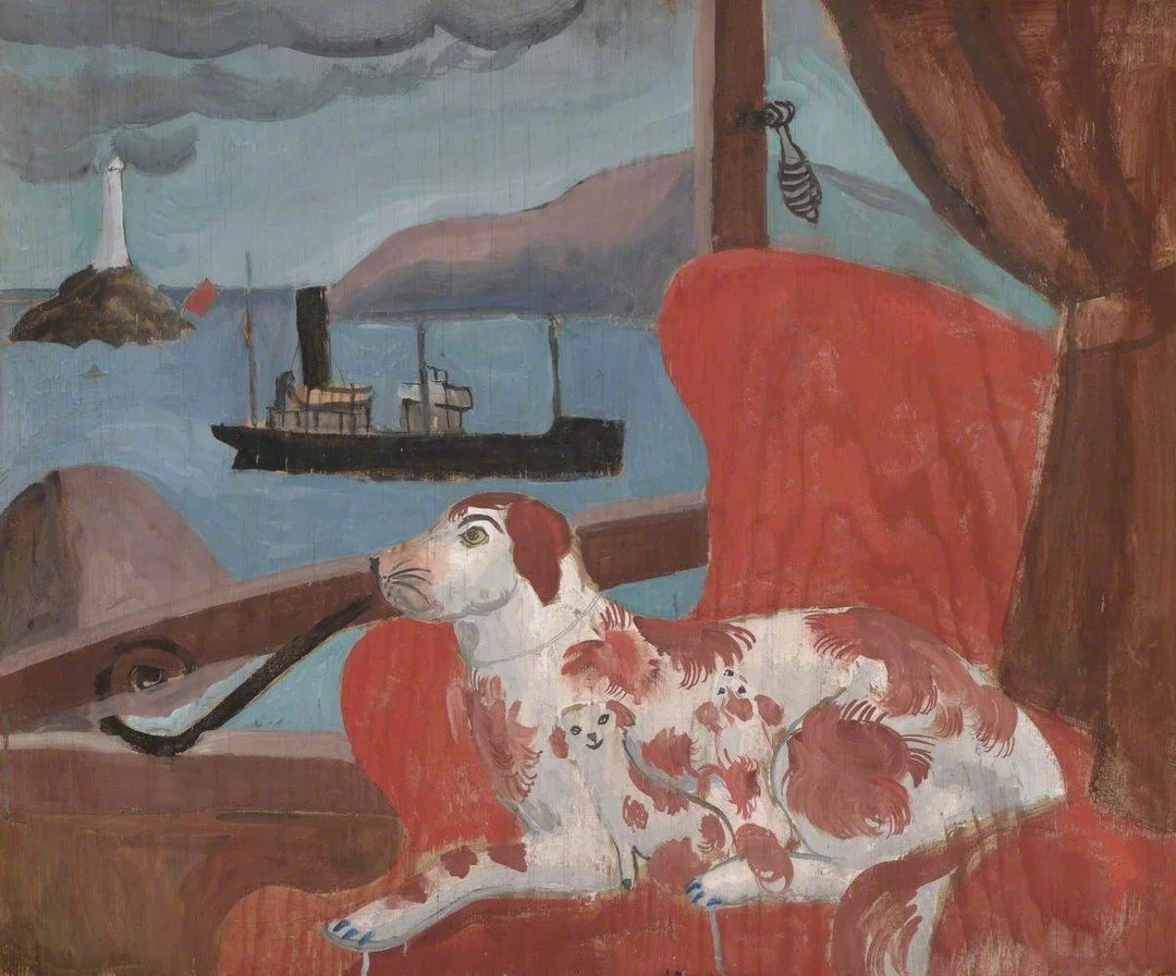 This week's @artukdotorg #OnlineArtExchange is celebrating Dogs&rsquo; for International Dog Day (on the 26th of August) 

We love China Dogs in a St Ives Window by Christopher Wood (1901&ndash;1930)
in the collection at @pallanthousegallery