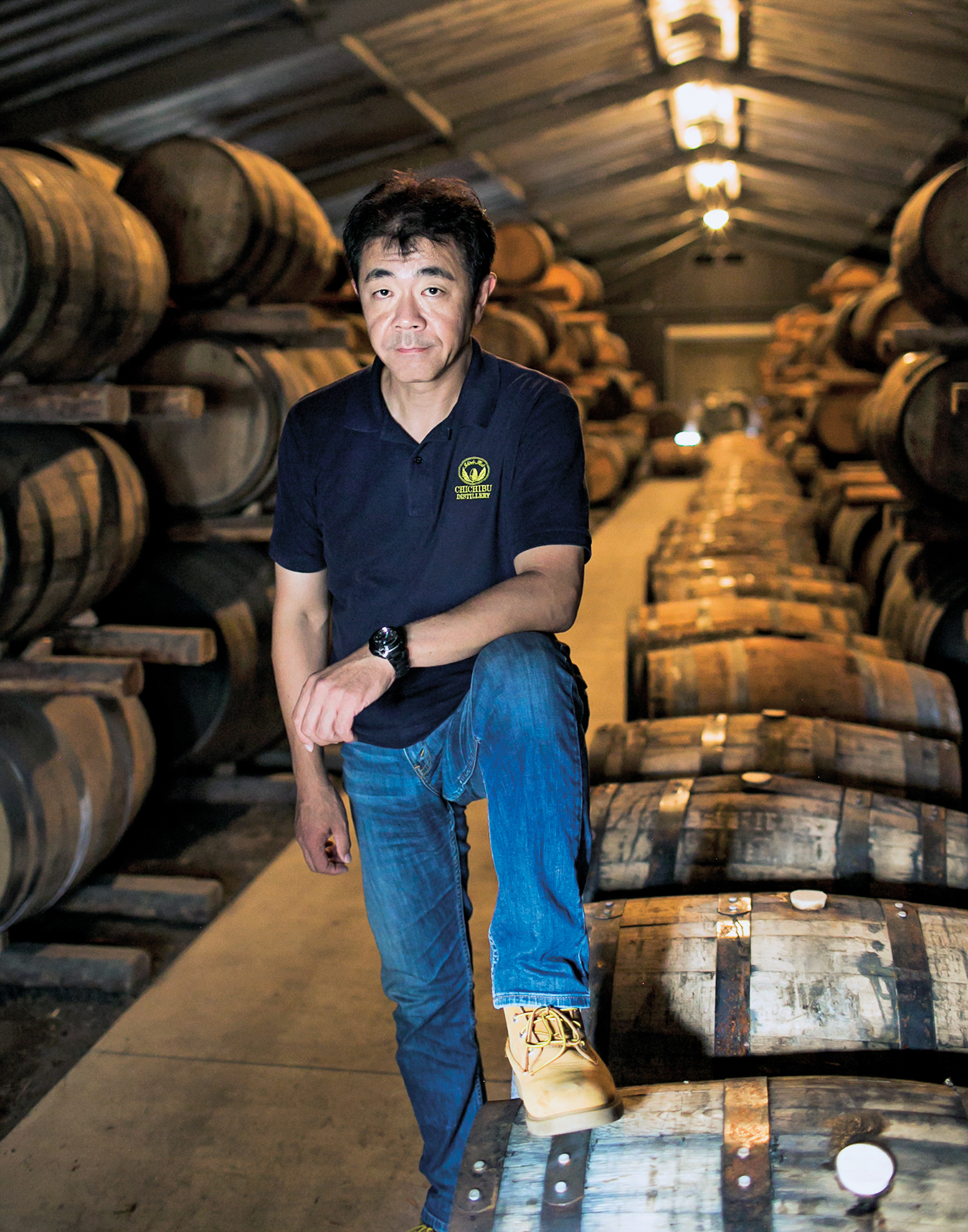  Chichibu owner Ichiro Akuto in the distillery’s warehouse. 