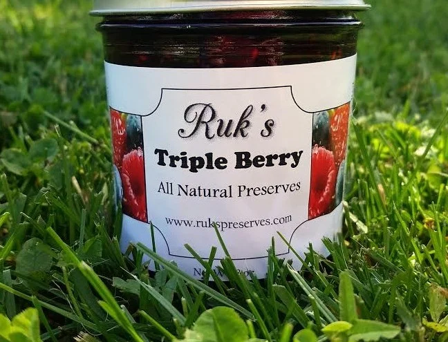 8 oz. Jar (January - December) Triple Berry is one of the favorites! Enjoy the flavors of Home-Grown, Hand-Picked Blueberries, Red Raspberries and Strawberries in every bite! Ingredients: Red Raspberries, Strawberries, Blueberries, Sugar, Pectin