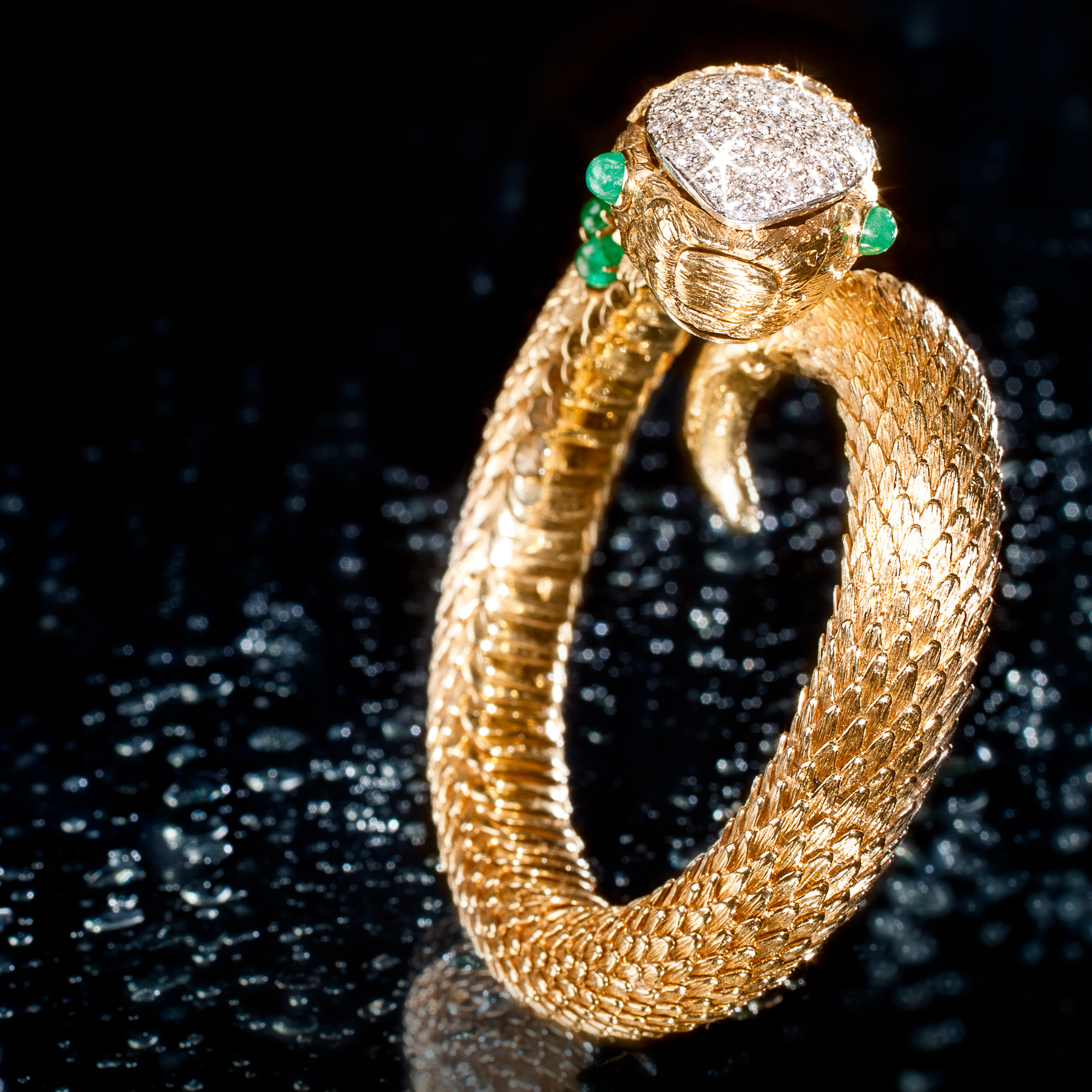 David Webb Diamond, Emerald and Gold Bracelet