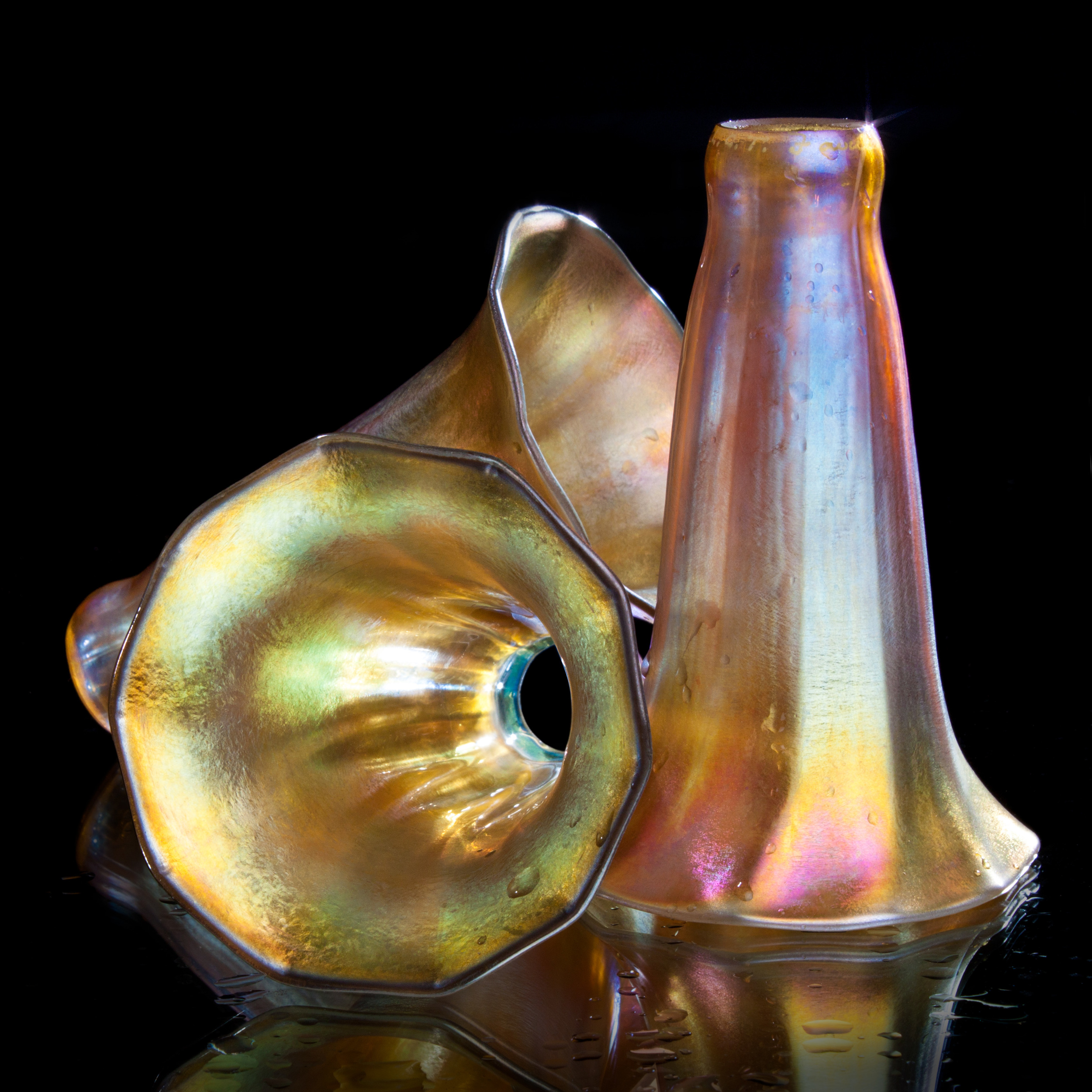 Tiffany Favrile Glass Lily-Form Shades